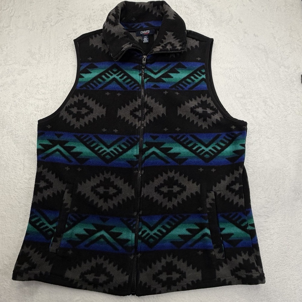 Vintage Ralph Lauren Chaps Sport Fleece Vest Aztec Women's Large